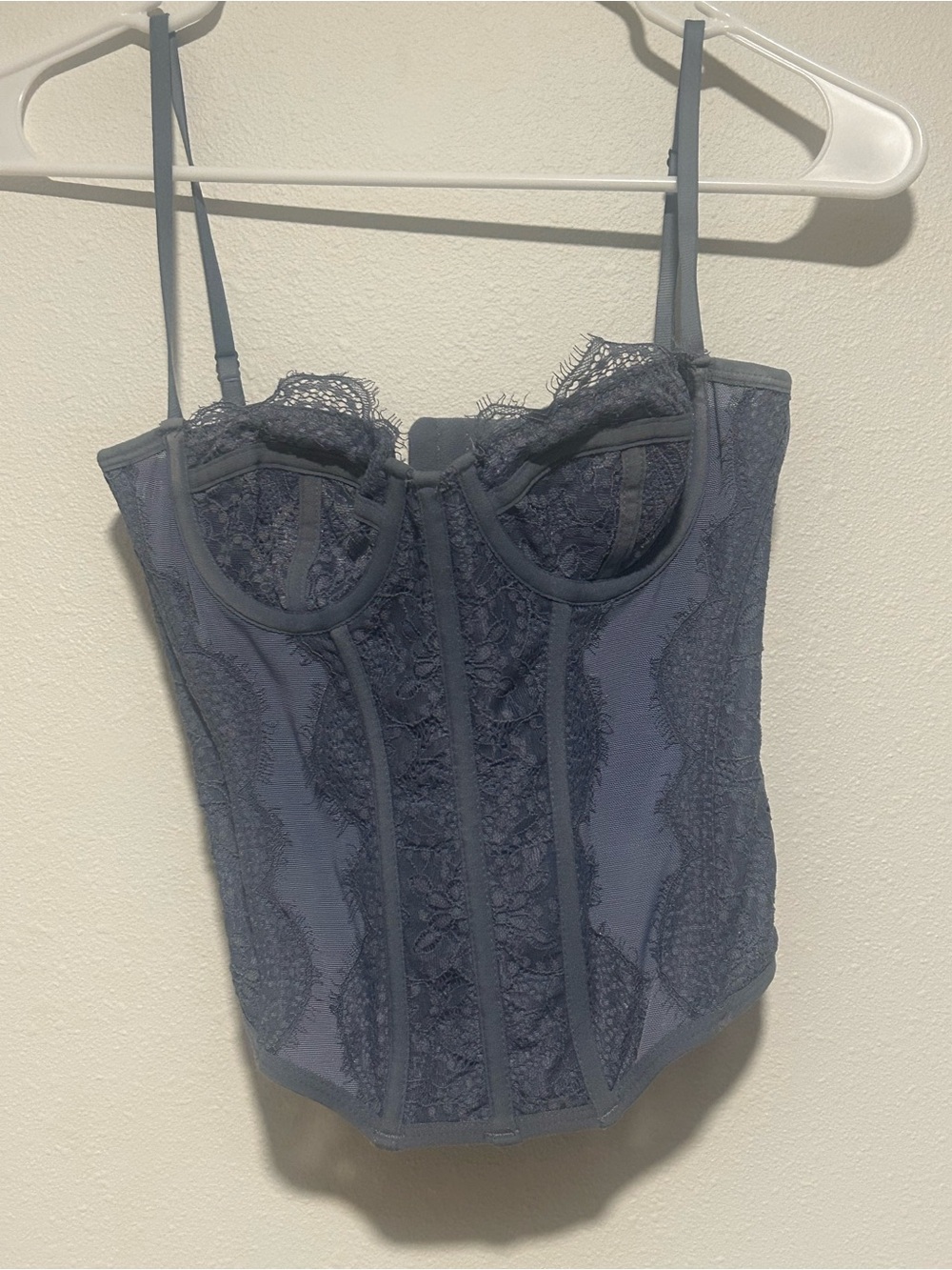 Lace Underwire Corset Bustier — Slate Blue